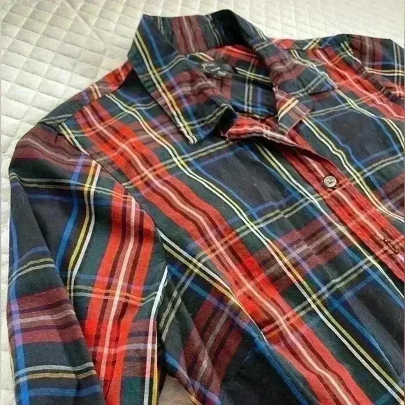 J Crew Christmas tartan holiday plaid long sleeve button front shirt 8 - Picture 4 of 7